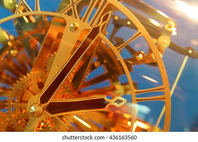 close up of vintage clock. select focus
