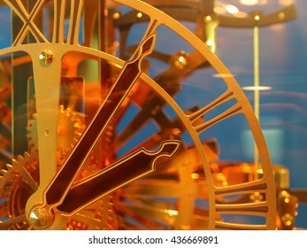 close up of vintage clock. select focus