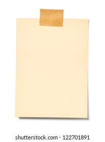 Close Up Of A Vintage Note Paper On White Background