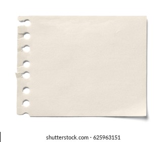 close up of  a vintage note paper on white background - Shutterstock ID 625963151