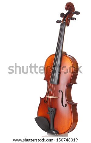 Close up of a violin on white background 