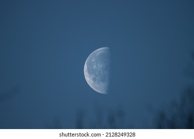 A Close Up Of A Waning Crescent Moon