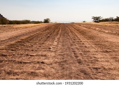 close up of a washboard gravel road in Namibia