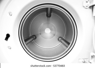 Close Up Of A Washing Machine Inside