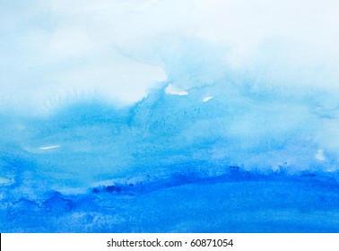lähikuva veden väri aivohalvauksia maalaus valkoisella pohjalla Arkistovalokuva