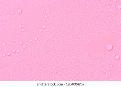 Close up of water drops on rose pink tone background. Abstarct purple wet texture with bubbles on window glass surface. Raindrop, Realistic pure water droplets condensed for creative banner design. - Powered by Shutterstock