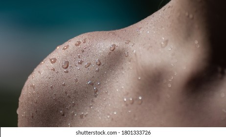 Close Up Of Water Drops On The Skin