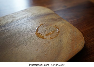 Close Up Water Ring On Wooden Tray Table