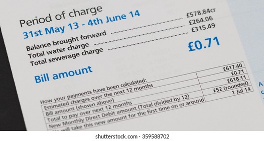 Close Up Of A Water Utility Bill