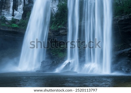 Close up waterfall in the forest