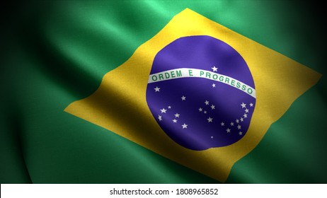 close up waving flag of brazil. flag symbols of brazil. - Shutterstock ID 1808965852