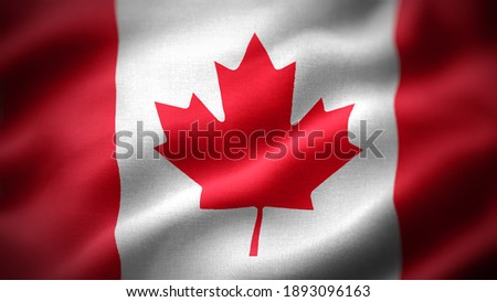 close up waving flag of Canada. flag symbols of Canada.
