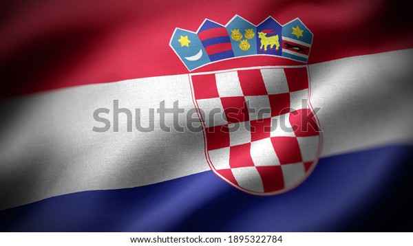 close\
up waving flag of Croatia. flag symbols of\
Croatia.