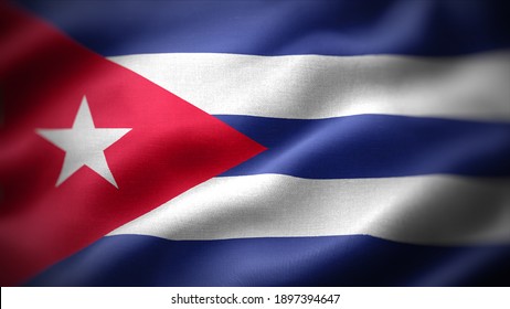 close up waving flag of Cuba. flag symbols of Cuba.