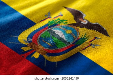 Close up waving flag of Ecuador. Concept of Ecuador.