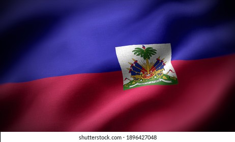 close up waving flag of Haiti. flag symbols of Haiti.