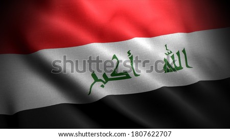 close up waving flag of iraq. flag symbols of iraq.