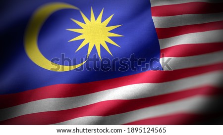close up waving flag of Malaysia. flag symbols of Malaysia.
