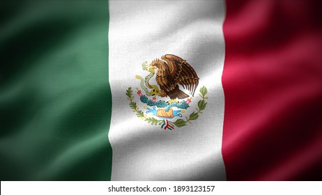 close up waving flag of Mexico. flag symbols of Mexico.