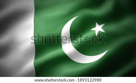 close up waving flag of Pakistan. flag symbols of Pakistan.