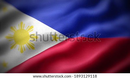 close up waving flag of Philippines. flag symbols of Philippines.