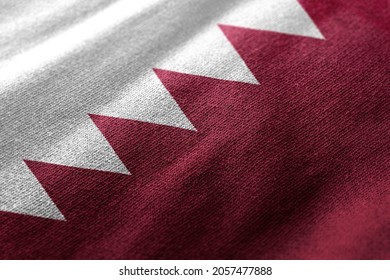 Close up waving flag of Qatar. Concept of Qatar.