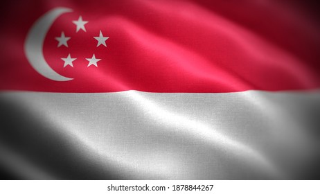 Close Waving Flag Singapore Flag Symbols Stock Photo 1878844267 ...