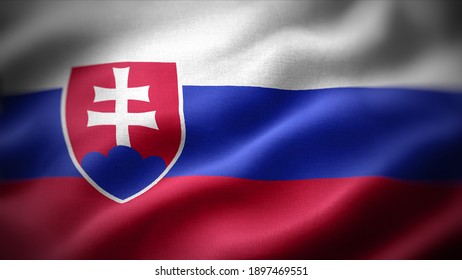 close up waving flag of Slovakia. flag symbols of Slovakia. - Shutterstock ID 1897469551