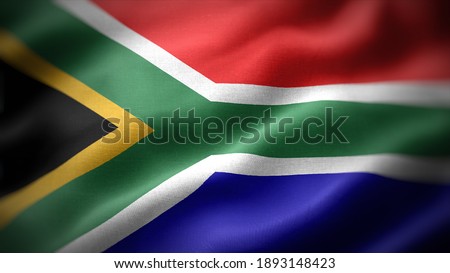 close up waving flag of South Africa. flag symbols of South Africa.