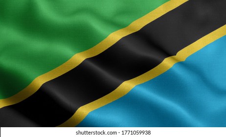 Close up waving flag of Tanzania 