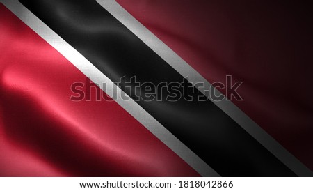close up waving flag of trinidad and tobago. flag symbols of trinidad and tobago.