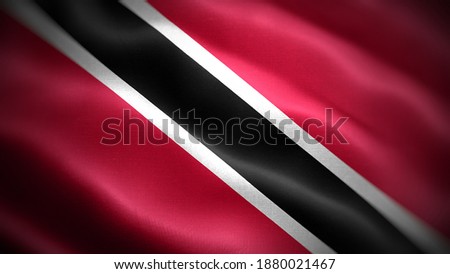 close up waving flag of Trinidad and Tobago. flag symbols of Trinidad and Tobago.