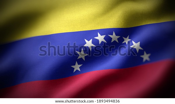 close up waving flag of Venezuela. flag\
symbols of Venezuela.