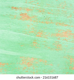 Close Up Of Weathered Green Painted Wood