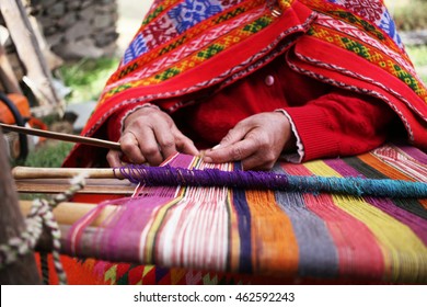 Close up of weaving in Peru