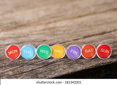 Close up weekly push pins