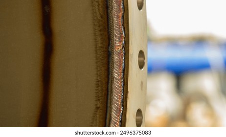 close up weldment Stainless processed TIG  for construction petrochemical or oil and gas 