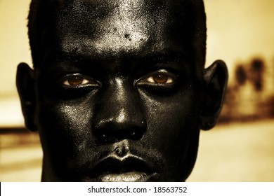 Close Up Of Wet Young Man's Face