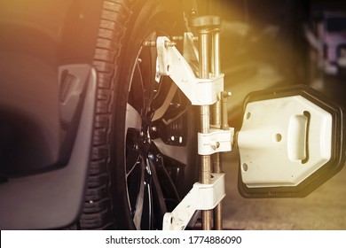 Close Up Of Wheel Alignment Machine