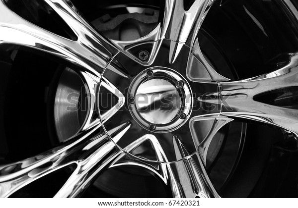 Close up wheel of a spots\
car