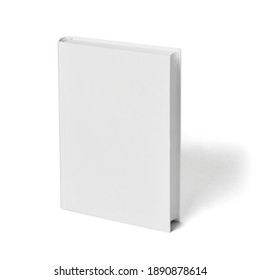 close up of a white book template on white background
