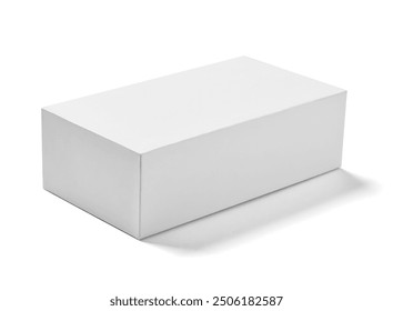 Close up of a white box mock up template on white background