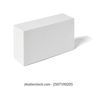 Close up of a white box mock up template on white background