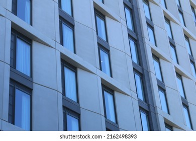 Close Up Of White Cladding On Student Flats. Student Flats In The UK. 