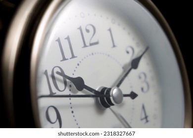 Close up of white clock face,macro.