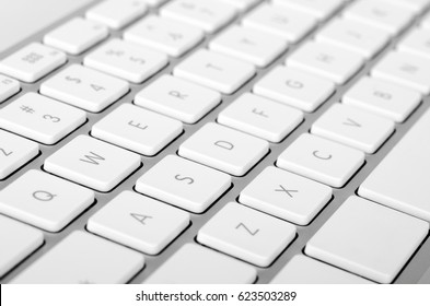 Close up of a white computer keyboard