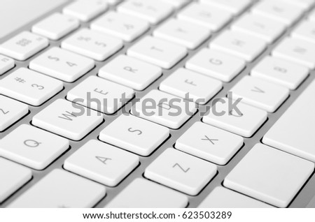 Close up of a white computer keyboard
