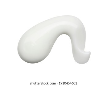 Close up of white cosmetic body lotion sample isolated on white background. Top view