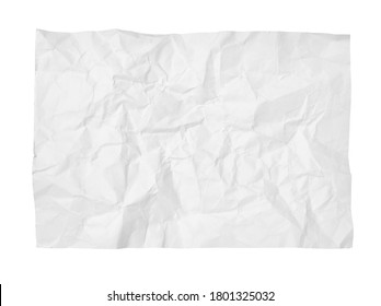 Close Up Of  White Crumpled Ripped Pieces Of Paper On White Background