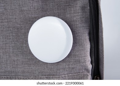 Close Up Of White Empty Badges Pin On School Bag